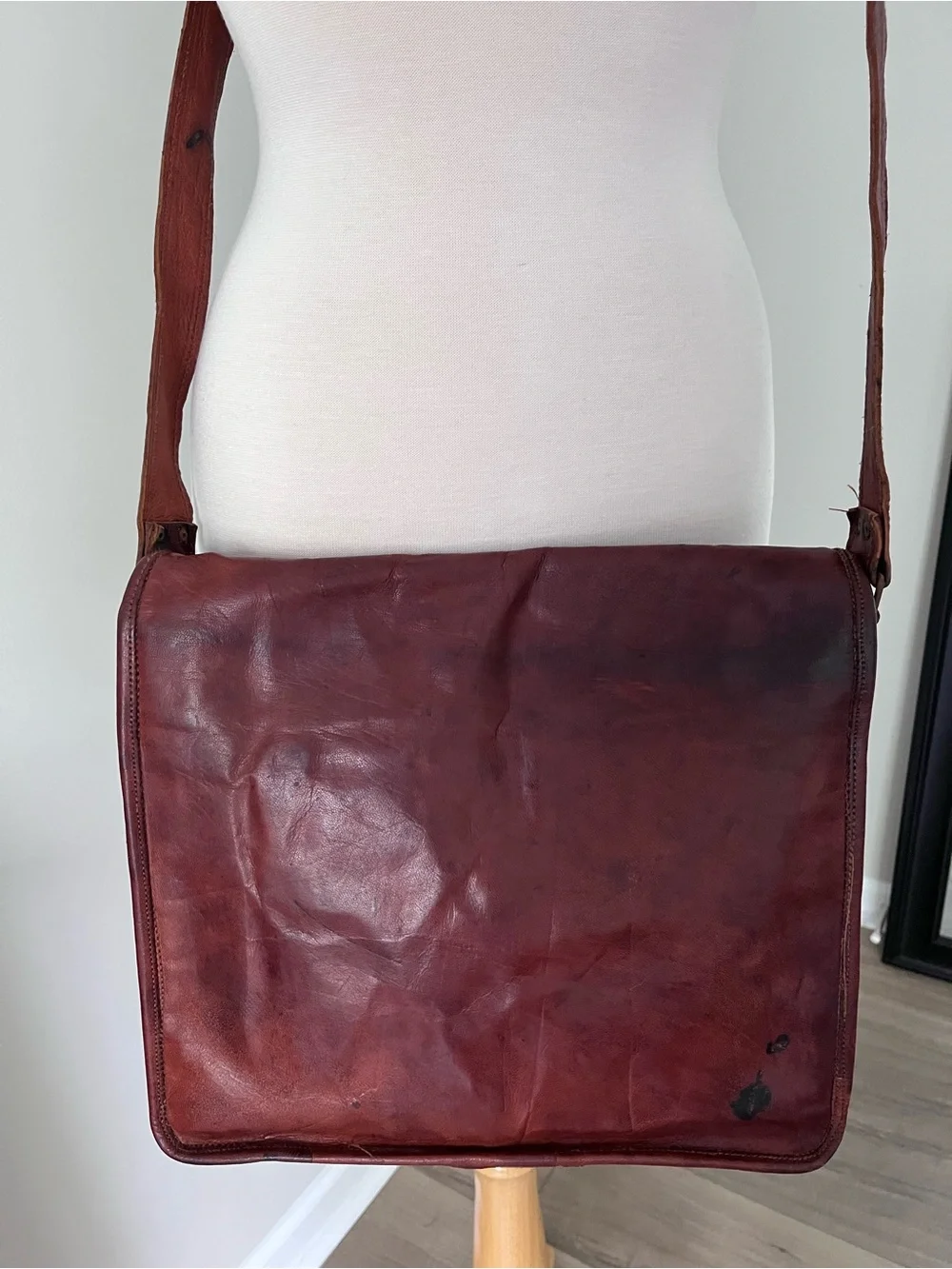 Vintage Rustic Leather Messenger Bag Satchel Laptop Briefcase Crossbody